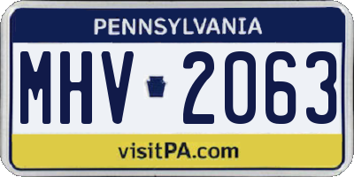 PA license plate MHV2063
