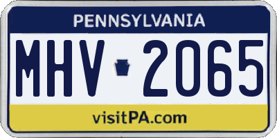 PA license plate MHV2065