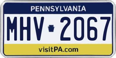 PA license plate MHV2067