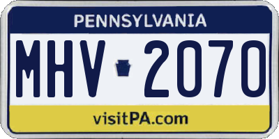 PA license plate MHV2070