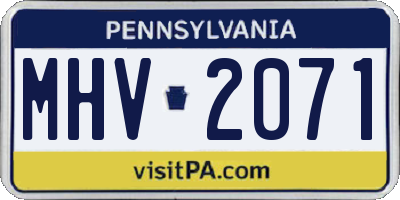 PA license plate MHV2071