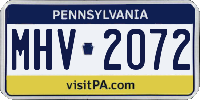 PA license plate MHV2072