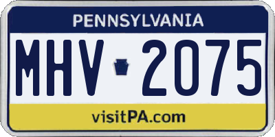 PA license plate MHV2075