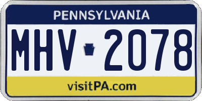 PA license plate MHV2078