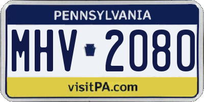 PA license plate MHV2080