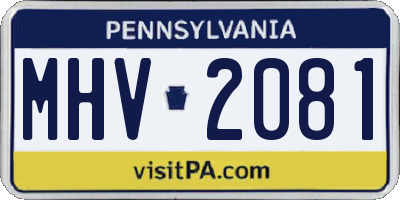 PA license plate MHV2081