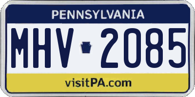 PA license plate MHV2085