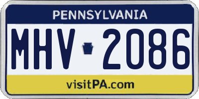 PA license plate MHV2086