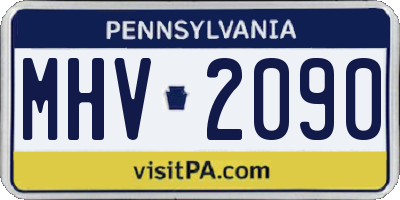 PA license plate MHV2090