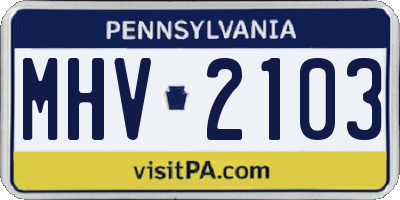 PA license plate MHV2103
