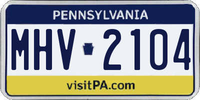 PA license plate MHV2104