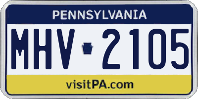 PA license plate MHV2105