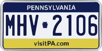 PA license plate MHV2106