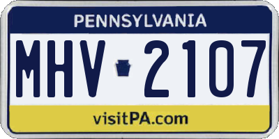 PA license plate MHV2107