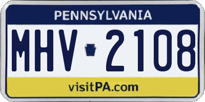 PA license plate MHV2108