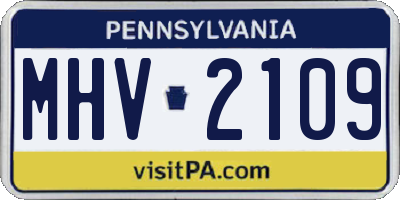 PA license plate MHV2109