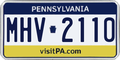 PA license plate MHV2110