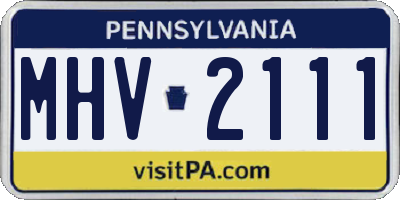 PA license plate MHV2111