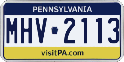PA license plate MHV2113