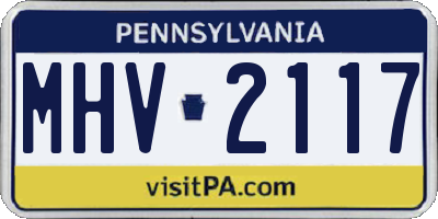 PA license plate MHV2117