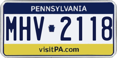 PA license plate MHV2118