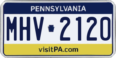 PA license plate MHV2120