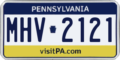 PA license plate MHV2121