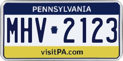 PA license plate MHV2123