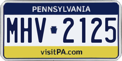 PA license plate MHV2125