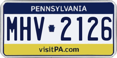 PA license plate MHV2126