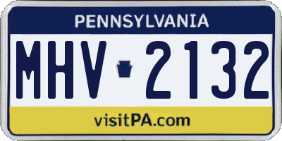 PA license plate MHV2132