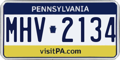 PA license plate MHV2134