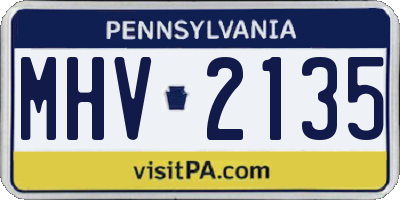 PA license plate MHV2135