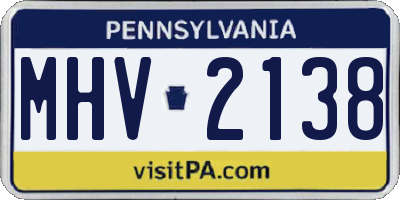 PA license plate MHV2138