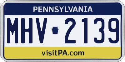 PA license plate MHV2139