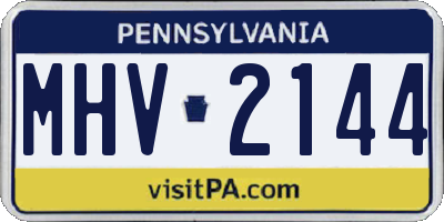 PA license plate MHV2144