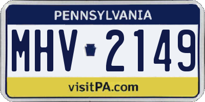 PA license plate MHV2149