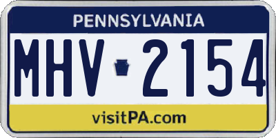 PA license plate MHV2154