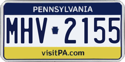 PA license plate MHV2155