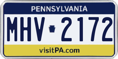PA license plate MHV2172