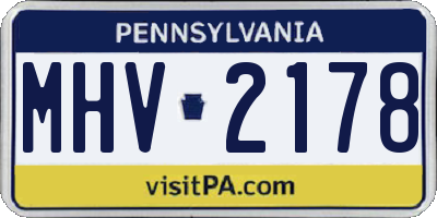 PA license plate MHV2178