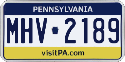 PA license plate MHV2189