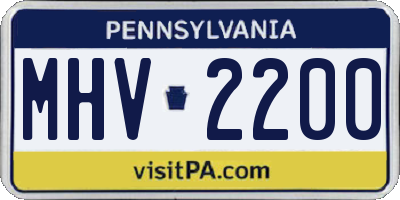 PA license plate MHV2200