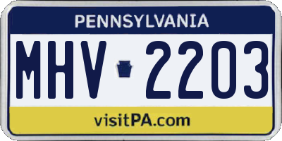 PA license plate MHV2203