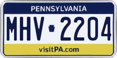 PA license plate MHV2204