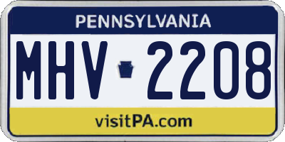 PA license plate MHV2208