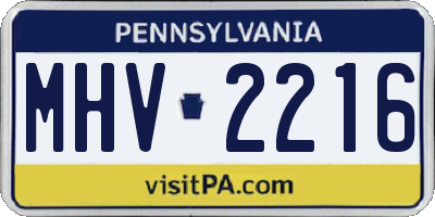 PA license plate MHV2216