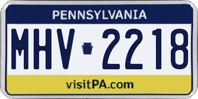 PA license plate MHV2218