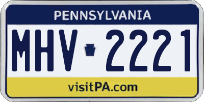 PA license plate MHV2221