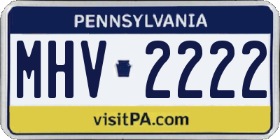 PA license plate MHV2222